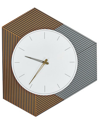 Wyld And Coco Novahome Wall Clock White Grey Orange 52 X 60 Cm Rectangular No-Numbers Dial - image 1