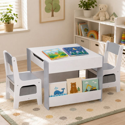 Dekko Kids Table And Chairs Set 2-In-1 Flip Top Storage Activity Study - image 1