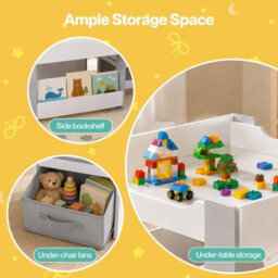 Dekko Kids Table And Chairs Set 2-In-1 Flip Top Storage Activity Study - thumbnail 6