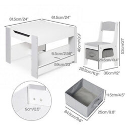 Dekko Kids Table And Chairs Set 2-In-1 Flip Top Storage Activity Study - thumbnail 4