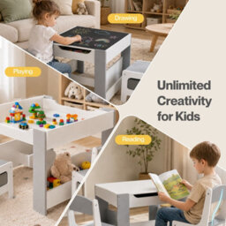 Dekko Kids Table And Chairs Set 2-In-1 Flip Top Storage Activity Study - thumbnail 8