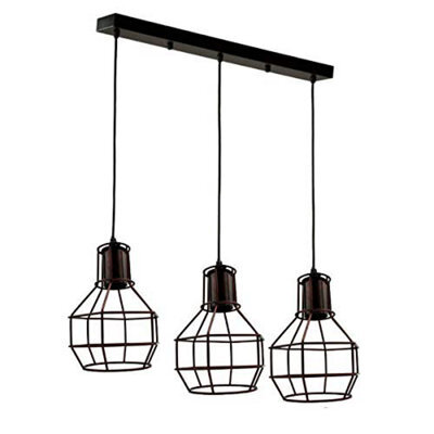 3 Light Pendant Light Height Adjustable, E27 Ceiling Lights Metal Square Plate Hanging Lights For Living Room, Dining Room - image 1