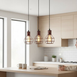 3 Light Pendant Light Height Adjustable, E27 Ceiling Lights Metal Square Plate Hanging Lights For Living Room, Dining Room - thumbnail 9