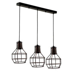 3 Light Pendant Light Height Adjustable, E27 Ceiling Lights Metal Square Plate Hanging Lights For Living Room, Dining Room - thumbnail 1