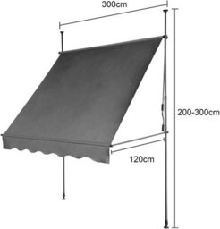 Evre Grey Adjustable Clamp Awning  Sun Shade Shelter Anti-Uv, Waterproof - 3 X 1.2M. - thumbnail 5