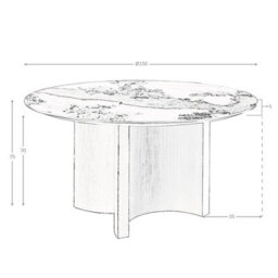 Angel Cerda Elegant Round Dining Table In Porcelain Marble With Walnut And Silver Accents - thumbnail 7