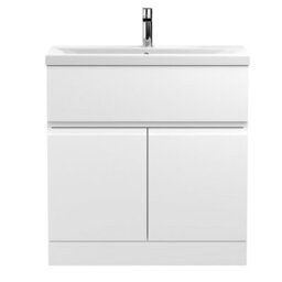 Hudson Reed Urban 810mm Satin White Floor Standing Vanity Unit And Basin With Silent Close Metal Drawers, 850 X 810 X 390mm