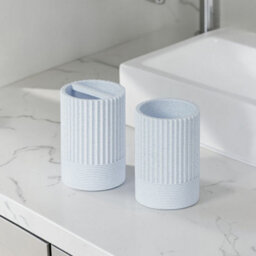 Showerdrape Tranquil Pale Blue Sparkle Bathroom Accessory Set -  - Tumbler & Toothbrush Holder - thumbnail 2