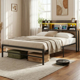 Size Bed Frame With Led Lights & Charging Station Double - thumbnail 4