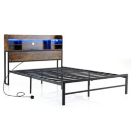 Size Bed Frame With Led Lights & Charging Station Double - thumbnail 1