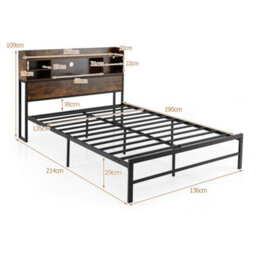 Size Bed Frame With Led Lights & Charging Station Double - thumbnail 2