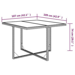 Walplus Garden Table Brown 109X107X74 Cm Poly Rattan And Glass - thumbnail 7