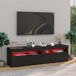 Berkfield Tv Cabinets 2 Pcs With Led Lights Black 75X35X40 Cm - thumbnail 5