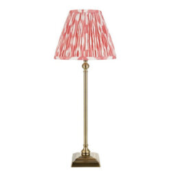 Luminosa Lighting Luminosa Lille Antique Brass Plate Table Lamp With Coral Pink Fabric Ikat Shade 25Cm B22 - thumbnail 6