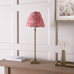 Luminosa Lighting Luminosa Lille Antique Brass Plate Table Lamp With Coral Pink Fabric Ikat Shade 25Cm B22 - thumbnail 5