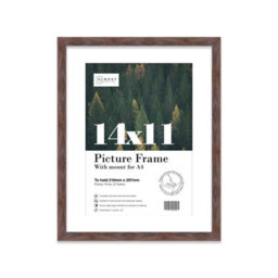 "14X11"" Walnut Frame With Mount For A4 Pictures 20mm Thin Edge Portrait And Landscape Display With Wall Hooks And Kickstand" - thumbnail 1