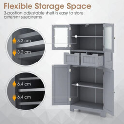 Bathroom Storage Cabinet Tall Freestanding Floor Wood Cabinet Storage Organizer - thumbnail 5