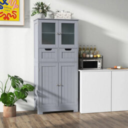 Bathroom Storage Cabinet Tall Freestanding Floor Wood Cabinet Storage Organizer - thumbnail 3