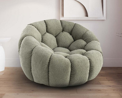 Teddy Boucle Fabric Sage Green Atrani Swivel Accent Chair - image 1