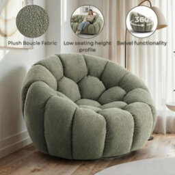 Teddy Boucle Fabric Sage Green Atrani Swivel Accent Chair - thumbnail 8