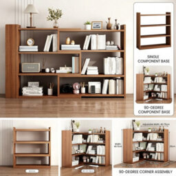 4-Tier Stretchable Wooden Shelf Bookcase - 30-50 X 17 X 80Cm Adjustable Display & Storage Unit Stand - thumbnail 2