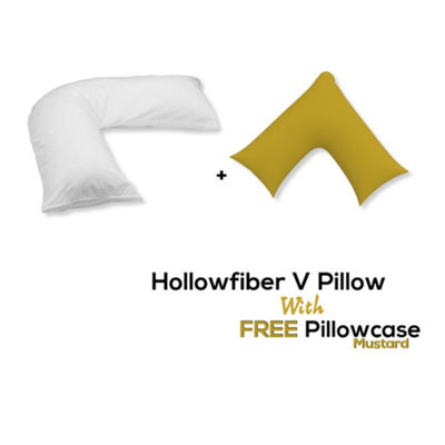 Chilimilii V Pillow With Free V Pillowcase Polycotton Cover Orthopedic Neck & Back Support Hollowfiber Filled Pillow