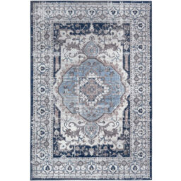 The Rugs Montana Navy Cream Oriental Area Rug And Runner Soft Durable Pet Friendly Easy To Clean Living Room Bedroom 4040 - thumbnail 1