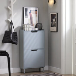 Sobuy Fsr151-Hg,shoe Cabinet Organizer 2 Flip Drawers Storage Cupboard Unit Grey,w50.3Xd17Xh90.5 - thumbnail 8