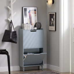 Sobuy Fsr151-Hg,shoe Cabinet Organizer 2 Flip Drawers Storage Cupboard Unit Grey,w50.3Xd17Xh90.5 - thumbnail 9