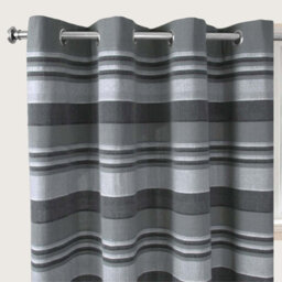 "Homescapes Cotton Morocco Striped Grey Curtain Pair, 66 X 90"" Drop" - thumbnail 5