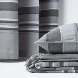 "Homescapes Cotton Morocco Striped Grey Curtain Pair, 66 X 90"" Drop" - thumbnail 4