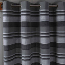 "Homescapes Cotton Morocco Striped Grey Curtain Pair, 66 X 90"" Drop" - thumbnail 3