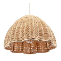 Happy Homewares Intricately Woven Rattan Pendant Light Shade With Scalloped Lower Edge - thumbnail 4