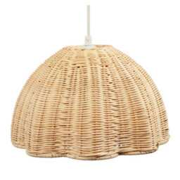 Happy Homewares Intricately Woven Rattan Pendant Light Shade With Scalloped Lower Edge - thumbnail 5