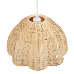 Happy Homewares Intricately Woven Rattan Pendant Light Shade With Scalloped Lower Edge - thumbnail 3