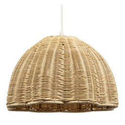 Happy Homewares Intricately Woven Rattan Pendant Light Shade With Scalloped Lower Edge - thumbnail 1