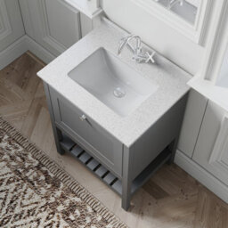Balterley Coppenhall Bathroom Floor Standing 1 Drawer Vanity & Single Bowl 1 Tap Hole Marble Top, Cool Grey/white, 620mm - thumbnail 3