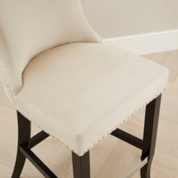 The Furniture Market Boudoir Champagne Velvet Button Back Kitchen Counter Bar Stool Wing Back Design Stud Detailing Black Legs Chrome Foot Bar - thumbnail 7