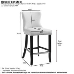 The Furniture Market Boudoir Champagne Velvet Button Back Kitchen Counter Bar Stool Wing Back Design Stud Detailing Black Legs Chrome Foot Bar - thumbnail 9