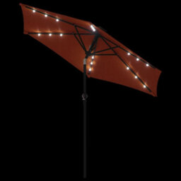 Berkfield Garden Parasol With Leds And Steel Pole Terracotta 225X225X212Cm - thumbnail 8
