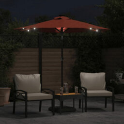 Berkfield Garden Parasol With Leds And Steel Pole Terracotta 225X225X212Cm - thumbnail 3