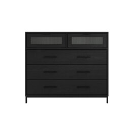 Wyld Haus Lou Matt Black 5-Drawer Reeded Glass Chest Of Drawers - thumbnail 2