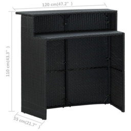 Berkfield Garden Bar Table Black 120X55X110 Cm Poly Rattan - thumbnail 8