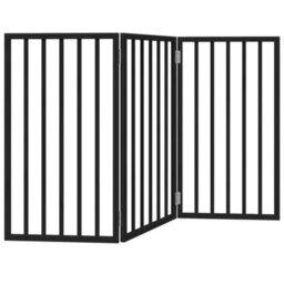Walplus Black Dog Gate Foldable 3 Panels 150 Cm Poplar Wood - thumbnail 2