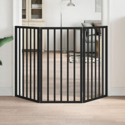Walplus Black Dog Gate Foldable 3 Panels 150 Cm Poplar Wood
