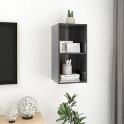 Berkfield Wall-Mounted Tv Cabinet High Gloss Grey 37X37X72 Cm Engineered Wood - thumbnail 6
