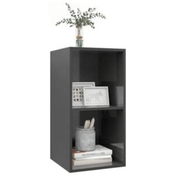 Berkfield Wall-Mounted Tv Cabinet High Gloss Grey 37X37X72 Cm Engineered Wood - thumbnail 3