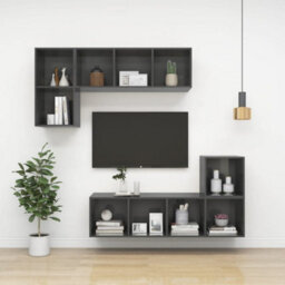 Berkfield Wall-Mounted Tv Cabinet High Gloss Grey 37X37X72 Cm Engineered Wood - thumbnail 8