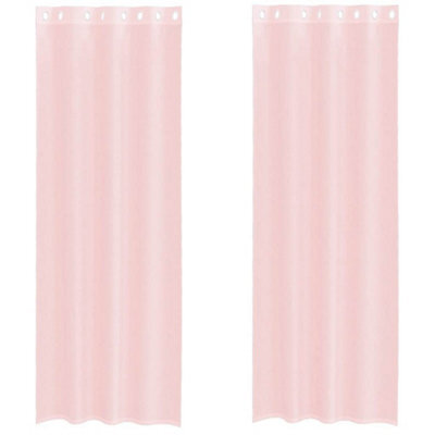 Berkfield Durable Voile Curtains With Grommets 2 Pcs Light Pink 140X300 Cm