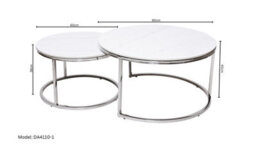 Q&p Furniture Halo Modern Nest Coffee Table  2 Piece Set With Silver Chrome Legs And Tempered Glass Top Model - thumbnail 4
